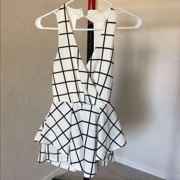 See You Monday Other - NWOT Black & white v-neck/ backless romper.